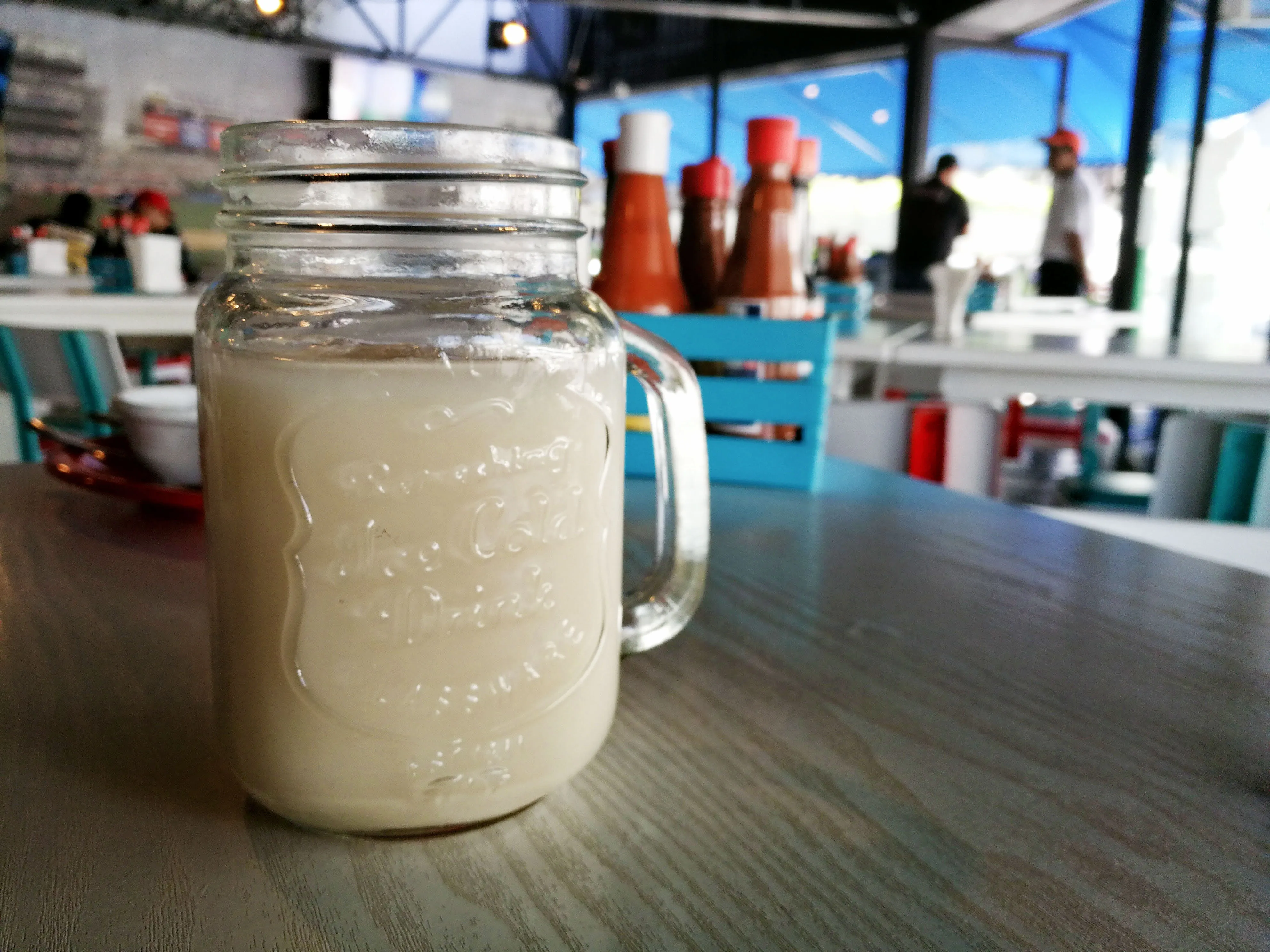 A glass of Agua de Horchata is a sweet but refreshing complement to the tacos.